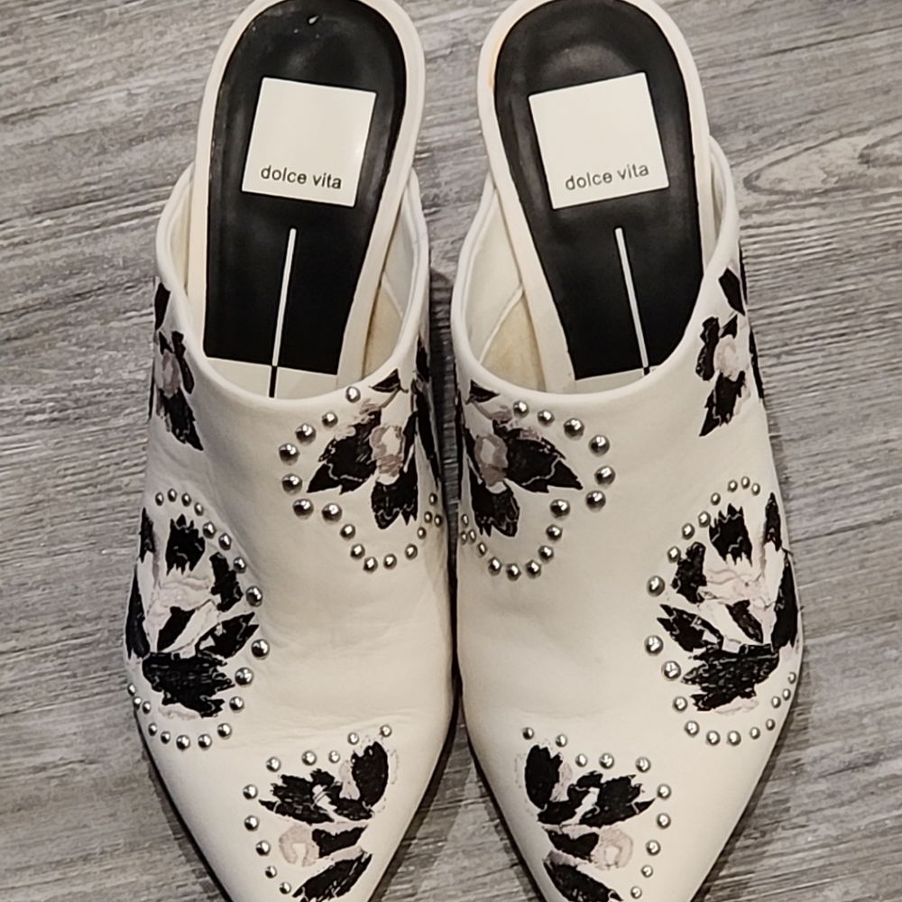 Dolce Vita Women's Off White Asia Beaded Heel Mules Shoes Size 7 - Picture 6 of 12